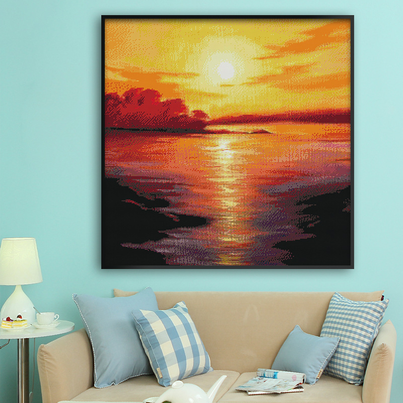 joysunday十字绣黄昏的海客厅风景系列自绣线绣diy材料包厂家批发