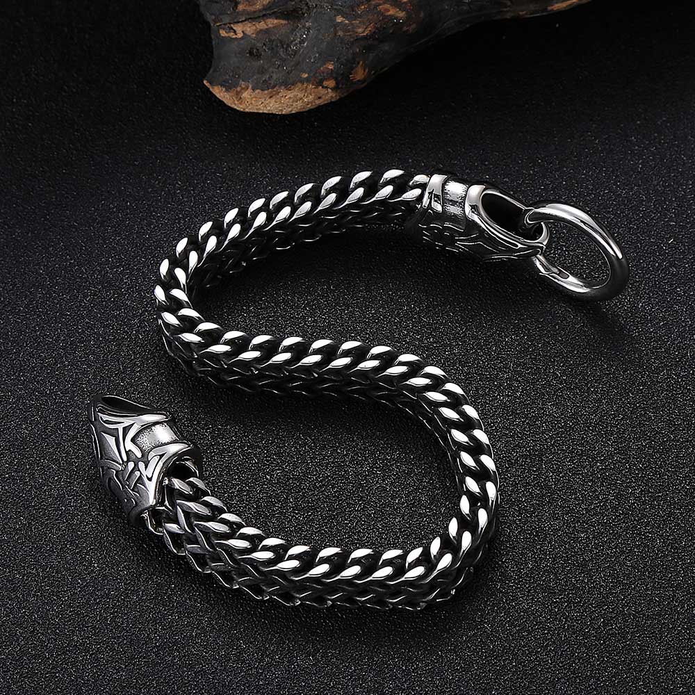 外贸钛钢饰品霸气男士机车手链 不锈钢铸造十字克罗手链扣手链