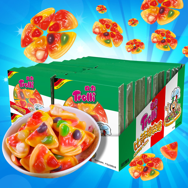 trolli口力披萨橡皮糖 比萨造型qq糖零食糖果休闲零食17g*24片/盒
