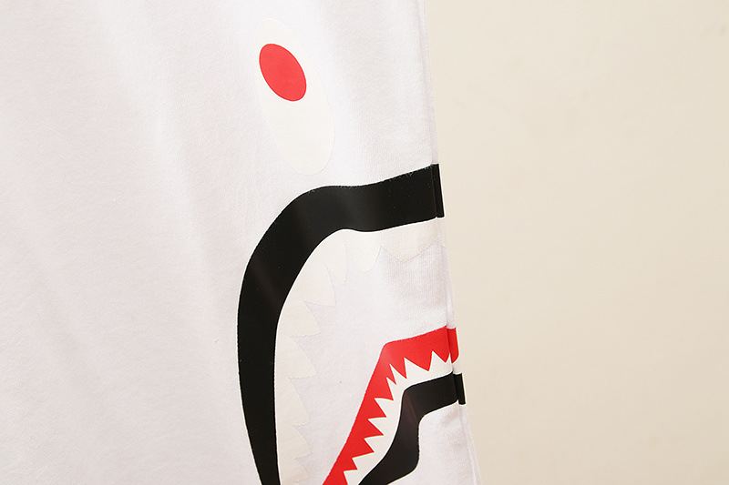 2020夏季新款日系潮牌精品男女款休闲纯棉侧边鲨鱼嘴印花t恤短袖