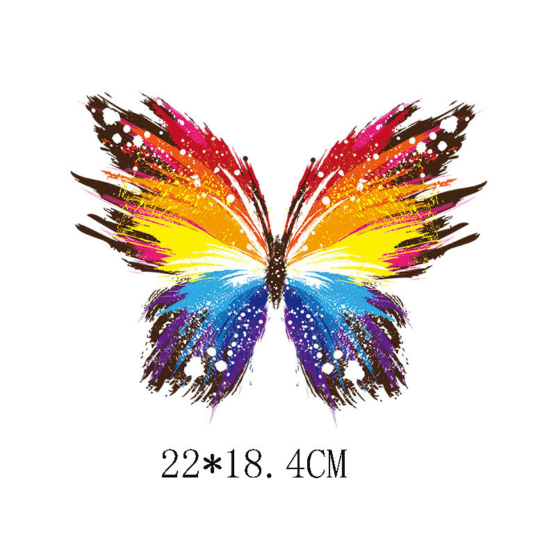 潮牌羽毛蝴蝶女装t恤烫画贴 热转印柯式烫画图案diy衣服贴热烫贴