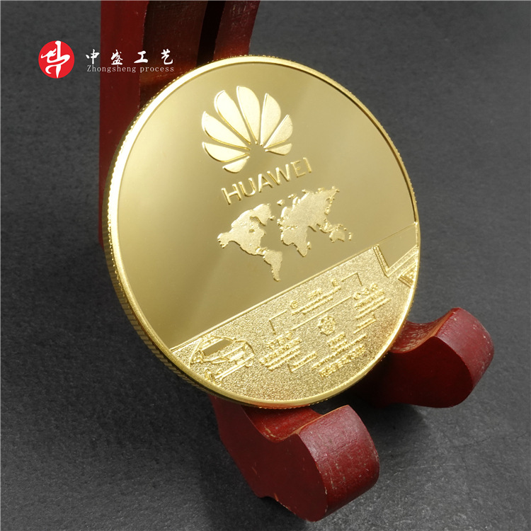 定制纪念币 24k镀金纯银纪念章 华为纪念币 铜纪念币 金属纪念币