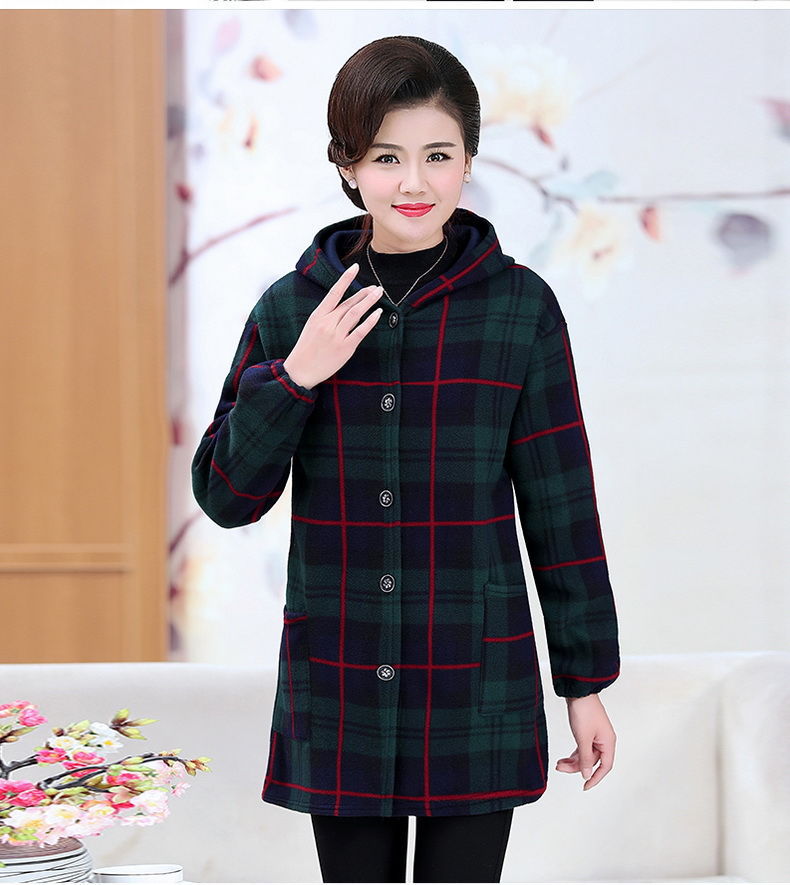 加绒加厚 中老年罩衣长袖宽松女时尚大码加绒加厚外套加绒罩衣