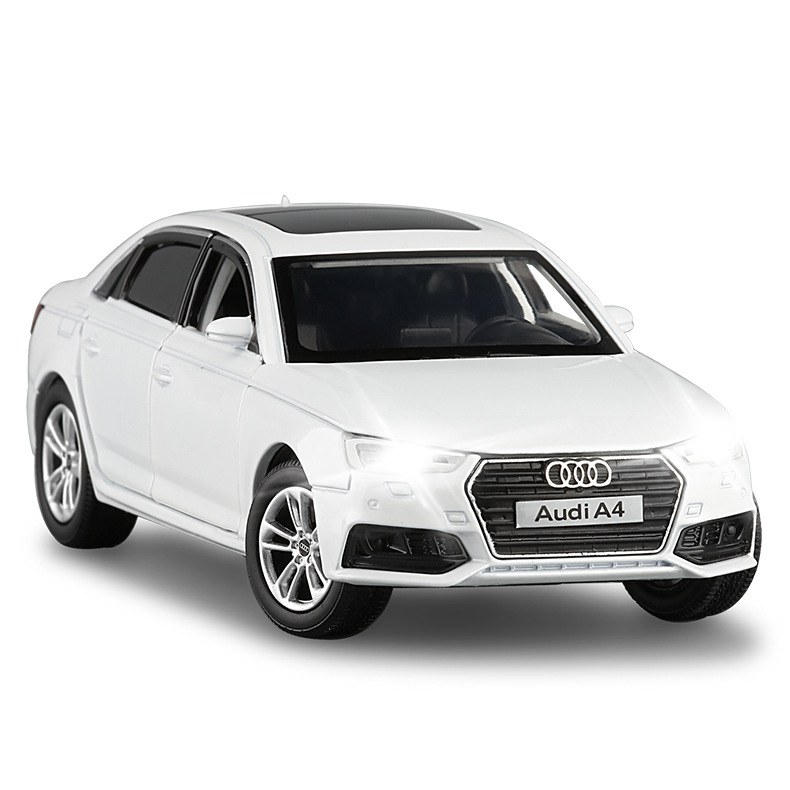 jkm13217款奥迪a4六开门合金车模转向避震声光金属汽车模型玩具