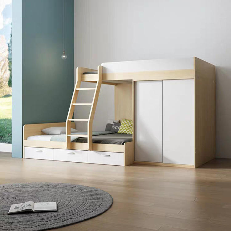 交错式上下床双层床带衣柜一体子母床上下铺儿童床功能组合高低床