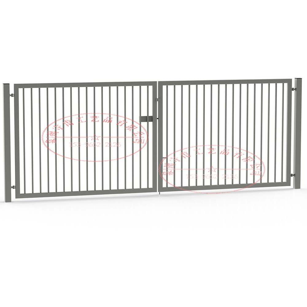 黑色双扇小铁门,开放式通风的横向的栅栏,适合农家院子,花园