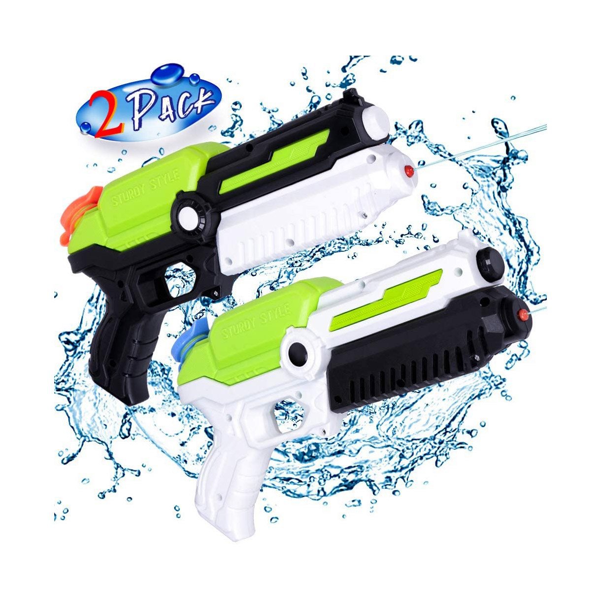 跨境电商亚马逊实色气压水枪2色混装儿童水枪对战水枪戏水玩具