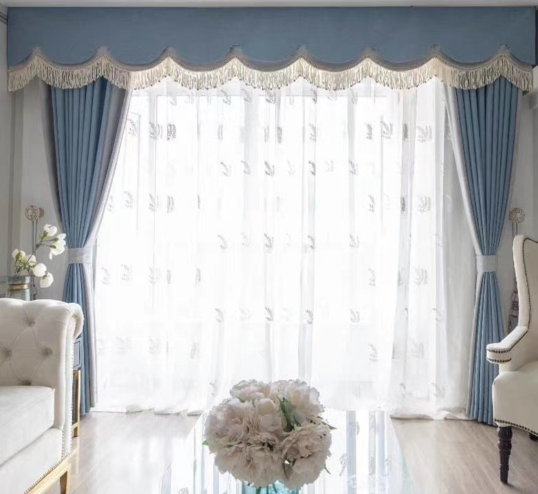 窗帘帘幔飘窗帘幔中式平幔工字褶欧式水波帘幔手工帘幔款式入图