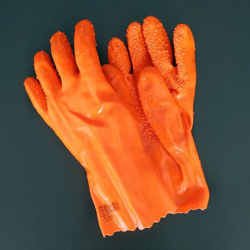 浸塑防护杀鱼手套橡胶颗粒抗磨加厚全胶颗粒防水点塑耐油止滑手套