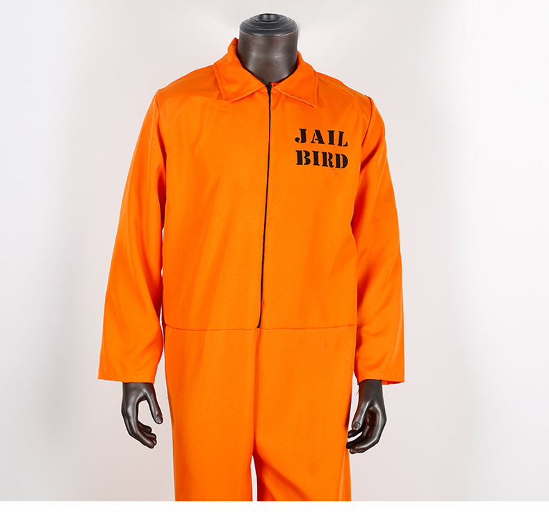 2020新款欧美男囚犯服跨境万圣节男士成人橙色囚服cosplay服装