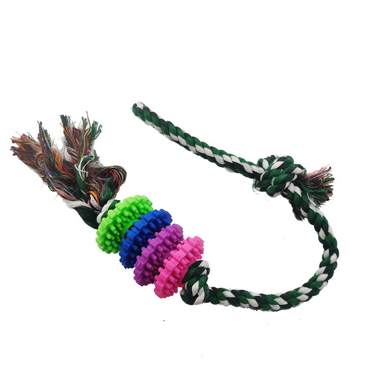 Pet Cotton Rope Toy Molar Swivel Training Dog Throwing Bends and Hitches Dog Toy TPR Pet Supplies Factory in Stock