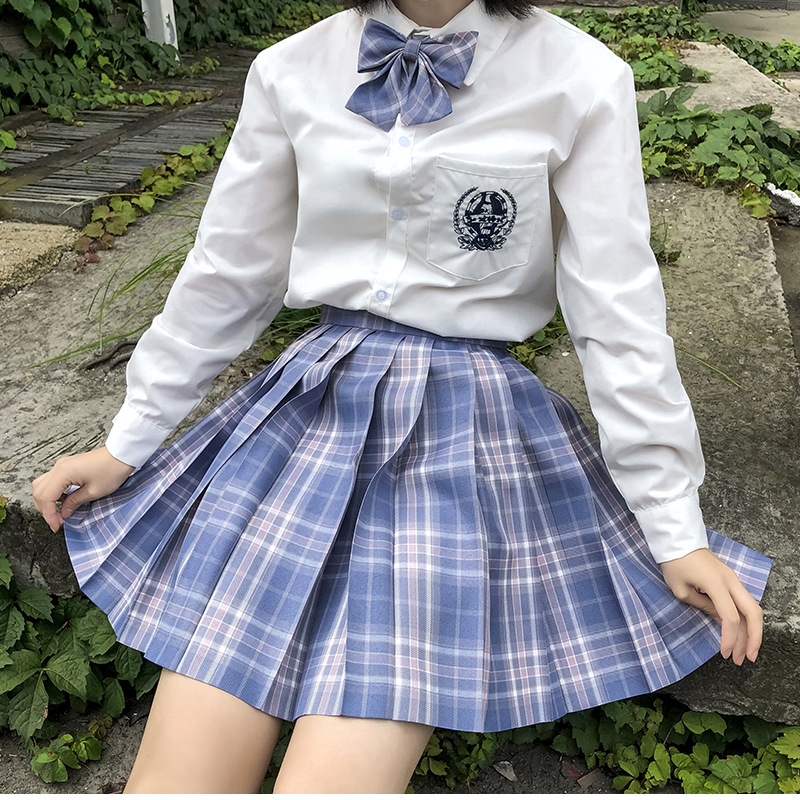 紫烟jk制服格裙学院风基础款学生半身裙日系短裙高腰百褶裙套装