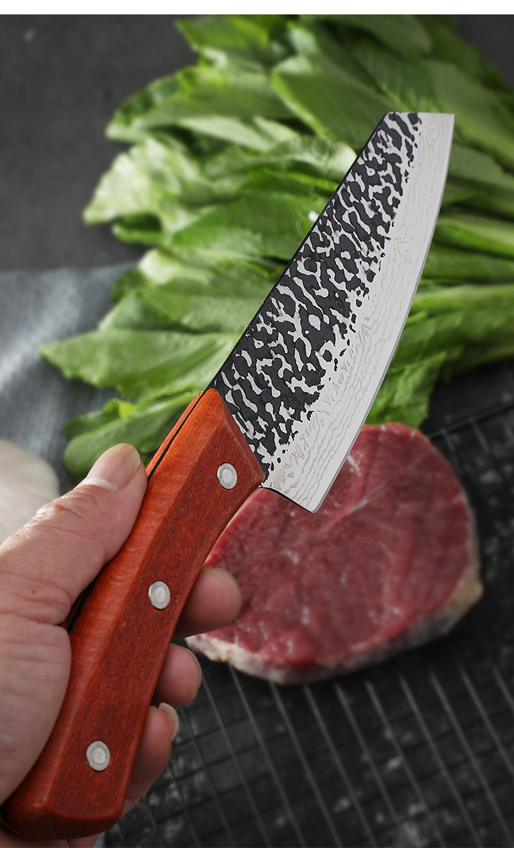 不锈钢木柄斜口厨师刀切肉切片刀寿司料理刀家用厨房刀具