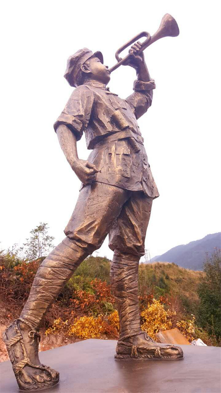户外玻璃钢仿铜人物雕塑红色军旅革命文化八路军解放军博物馆摆件