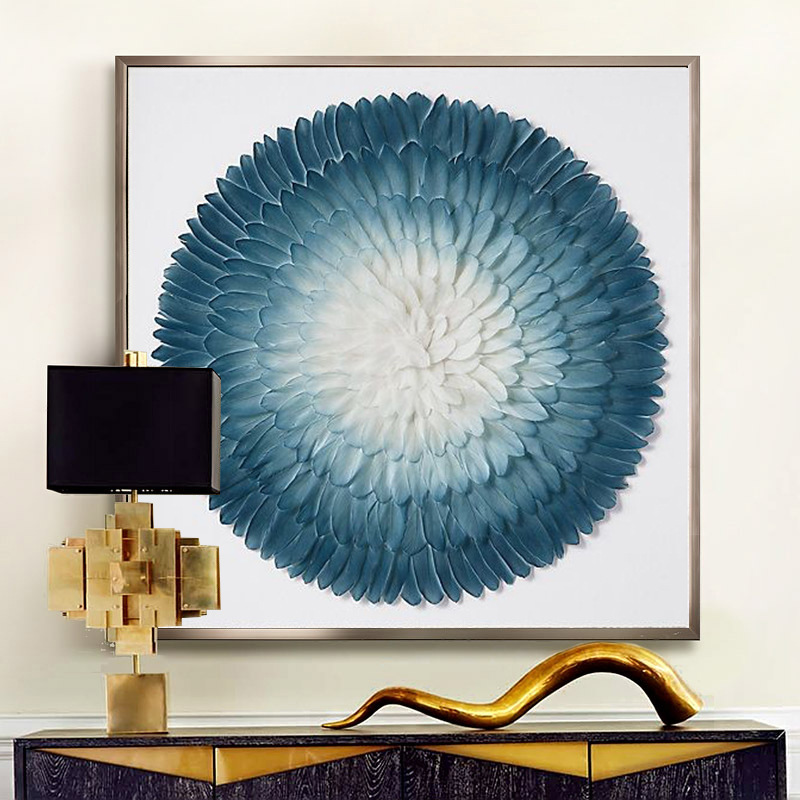 定制轻奢花瓣装饰画玄关艺术装置抽象实物画样板房酒店墙壁装饰