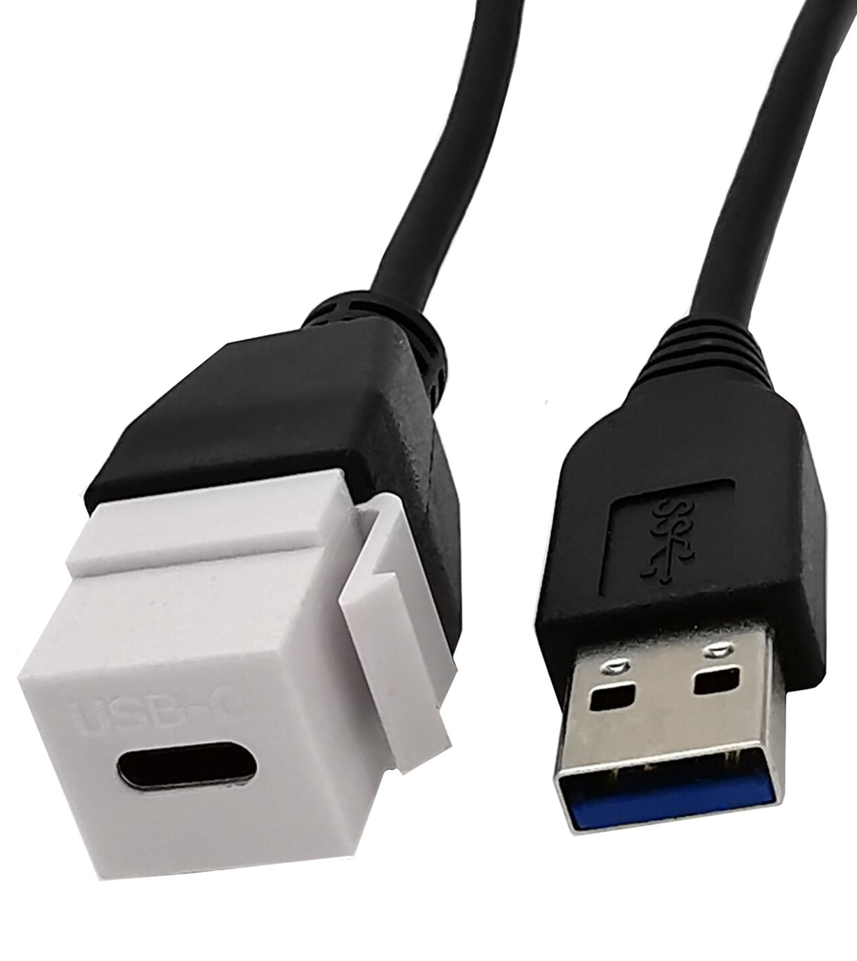 0版本usb type-c 母带线插座带卡扣面板线usb墙插直插面板线