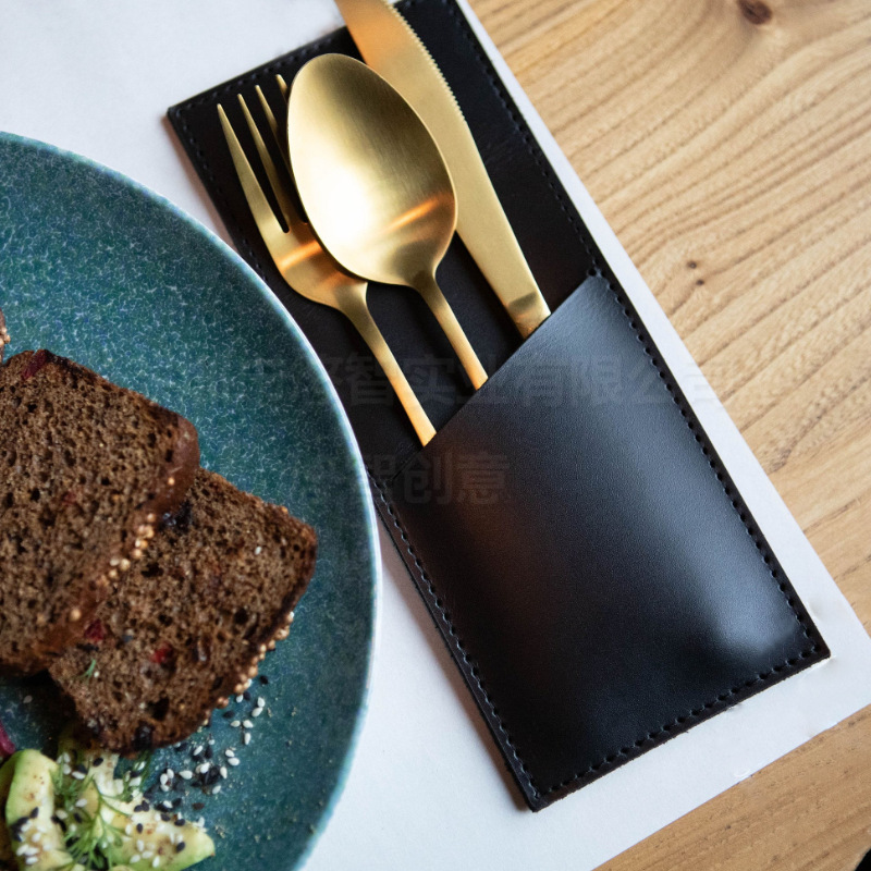 定制西餐餐厅餐桌装饰皮革餐具架 三件套餐具袋收纳餐具包-阿里巴巴
