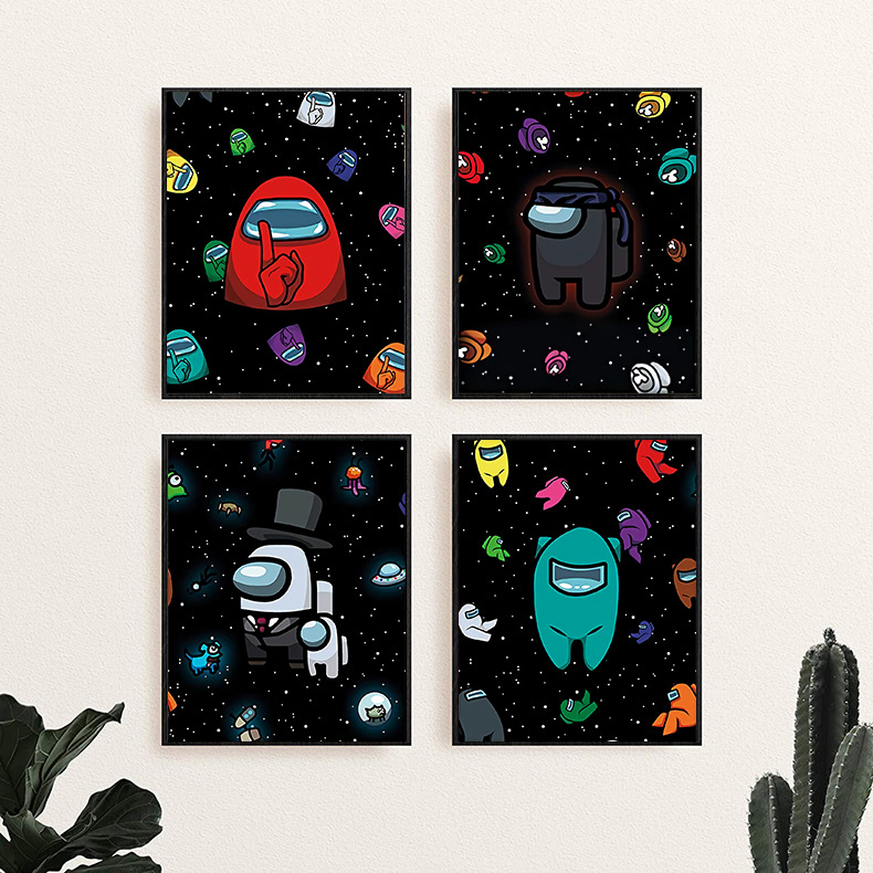 亚马逊热销among us游戏海报 在我们之中uv纸卡通动漫儿童房挂画