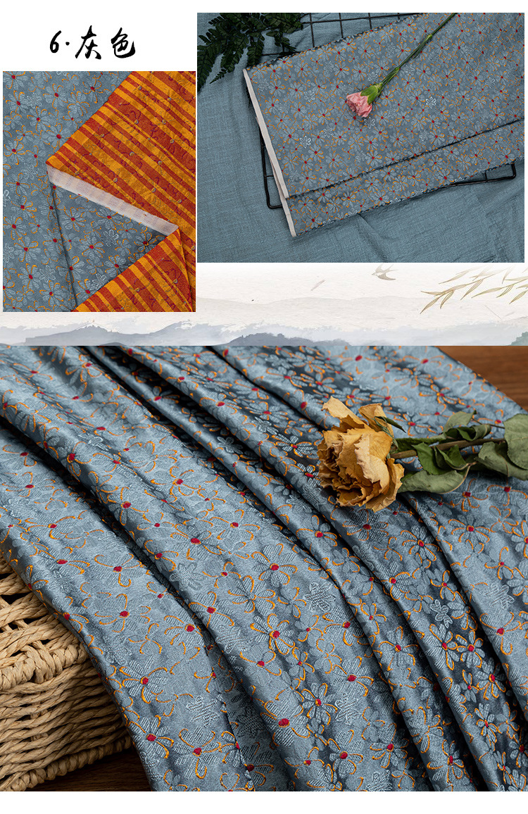 古风锦缎可爱小花织锦缎布料衣服丝绸缎子古香缎面料 旗袍唐装diy