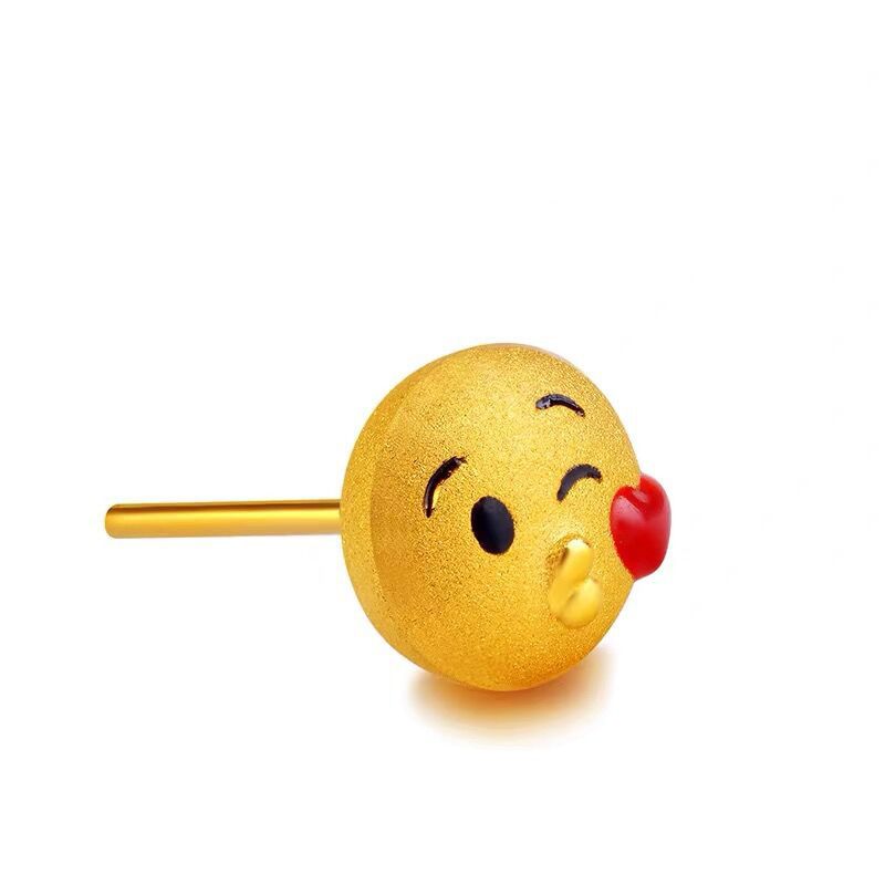 越南沙金耳钉 表情包kiss镀足金耳钉耳环 简约大方时尚个性