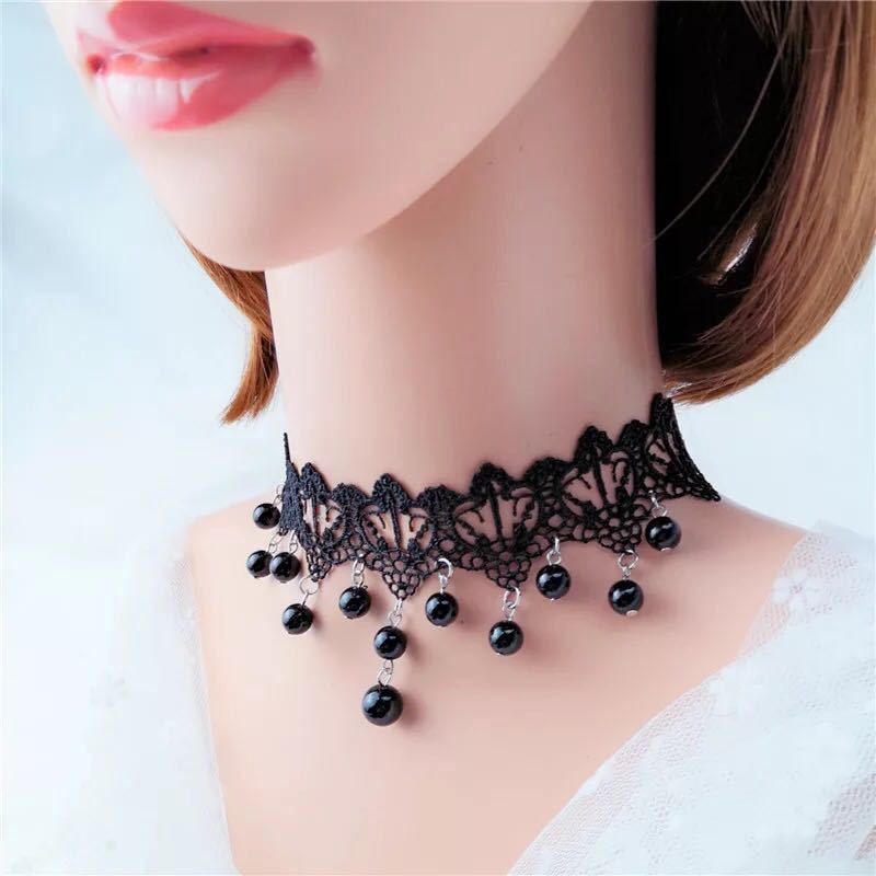 春季蕾丝颈带简约不掉色流苏项链锁骨链项圈搭配上衣遮挡颈纹