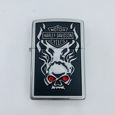 原装正品zippo打火机 红水晶骷髅头 哈雷火焰 28267