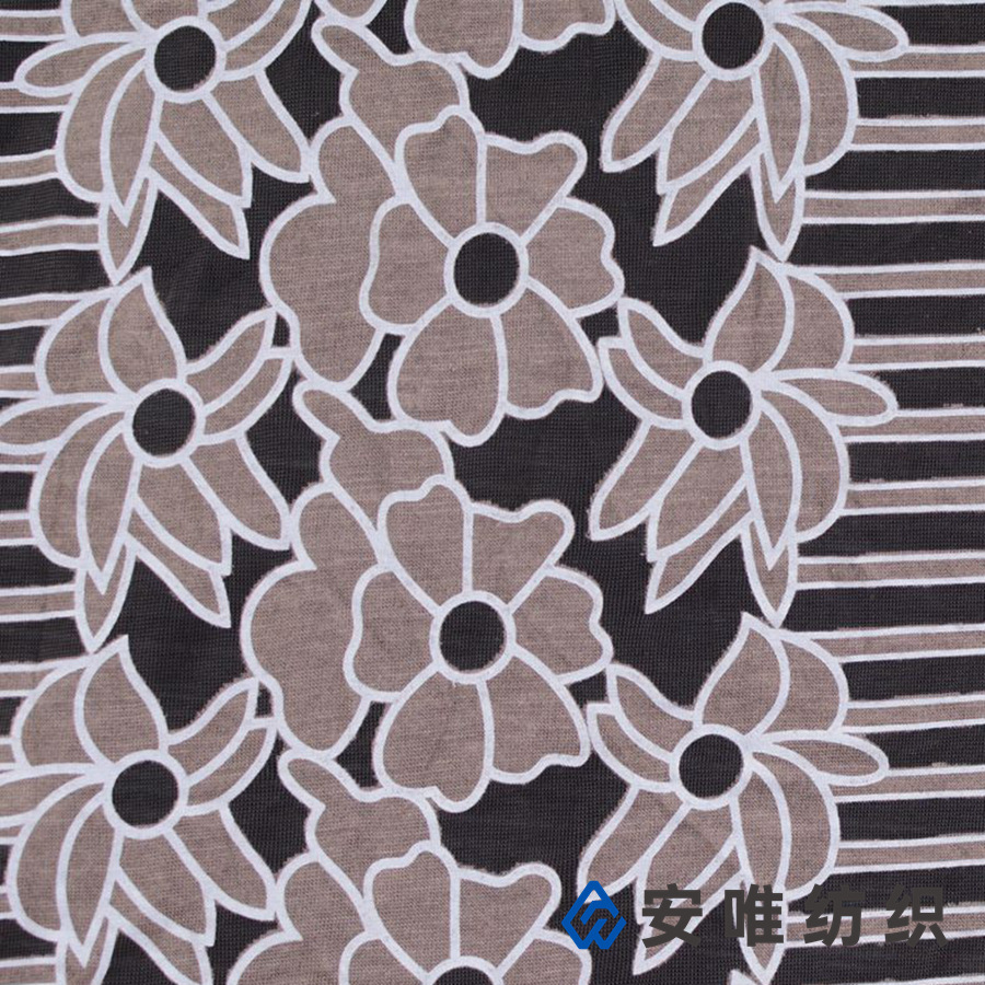 花朵印花染色烂花 rt 60/40 烂花烧花面料