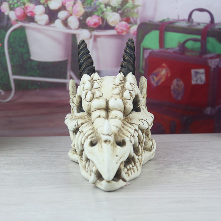万圣节龙头骨骷空心髅头储蓄罐亚马逊树脂工艺品创意礼品厂家定制