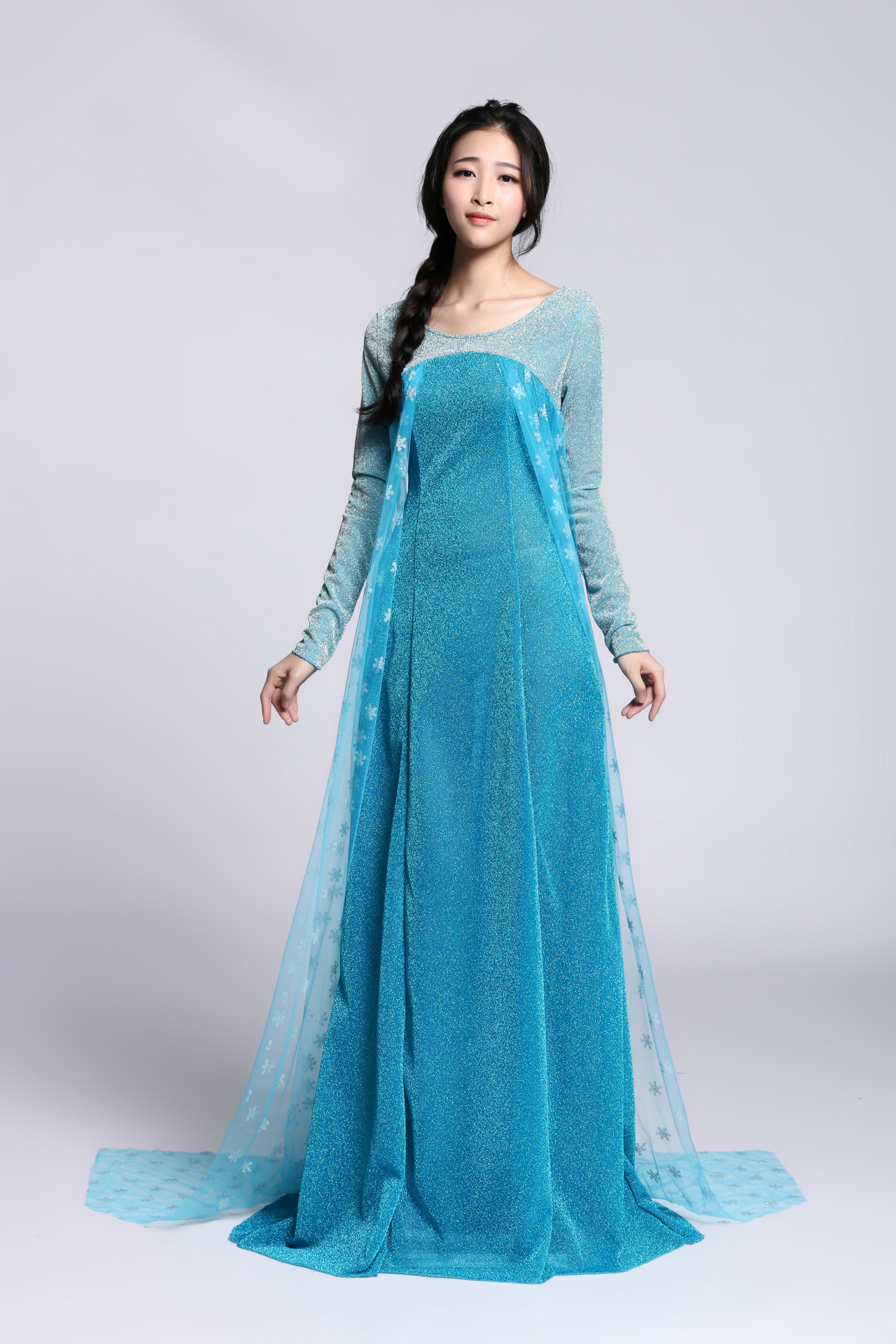 万圣节冰雪奇缘公主裙艾莎公主女王cosplay演出服爱莎礼服拖地裙