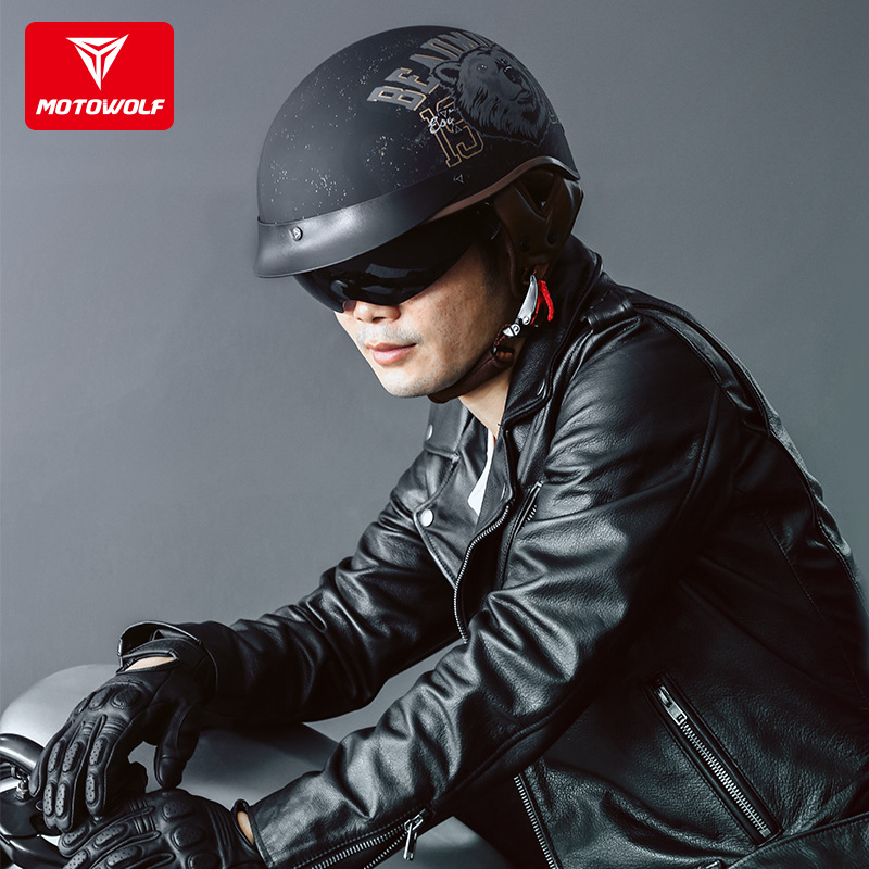 摩托车电动车头盔半盔复古哈雷头盔四季 防晒防强光 安全头盔