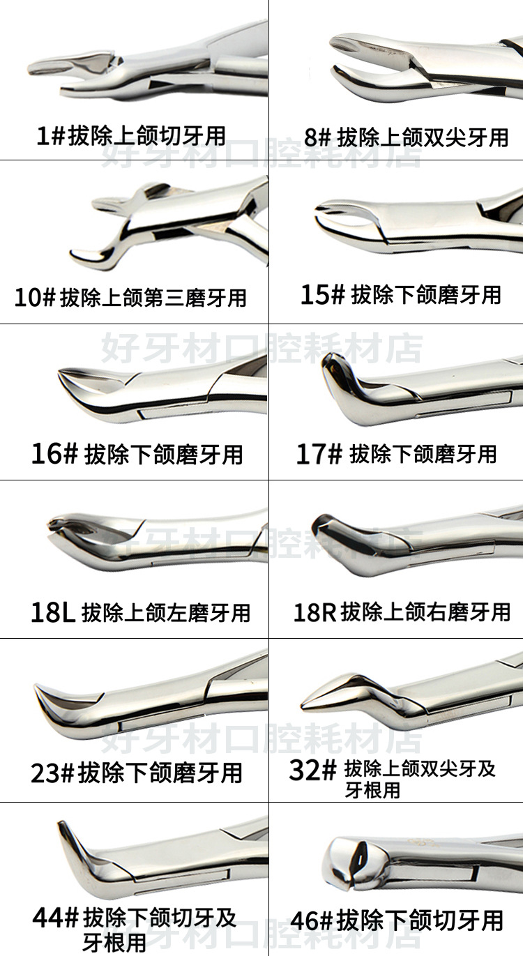 牙科口腔器械上海伟荣成人儿童不锈钢星齿上下颌尖切牙磨牙拔牙钳