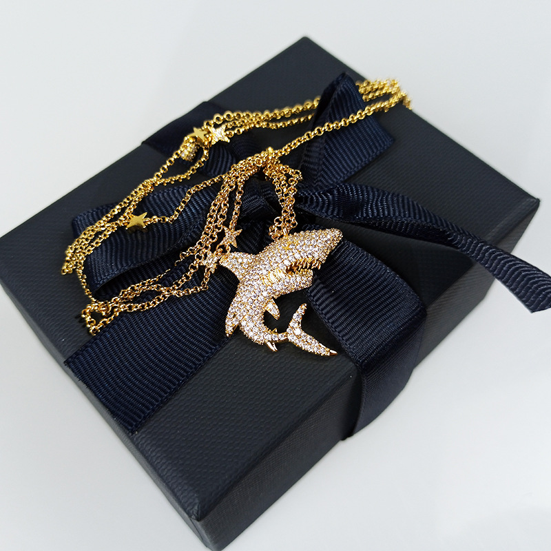 jl-apm黄金色鲨鱼项链时尚轻奢毛衣链2020年新款a家福袋直播合作