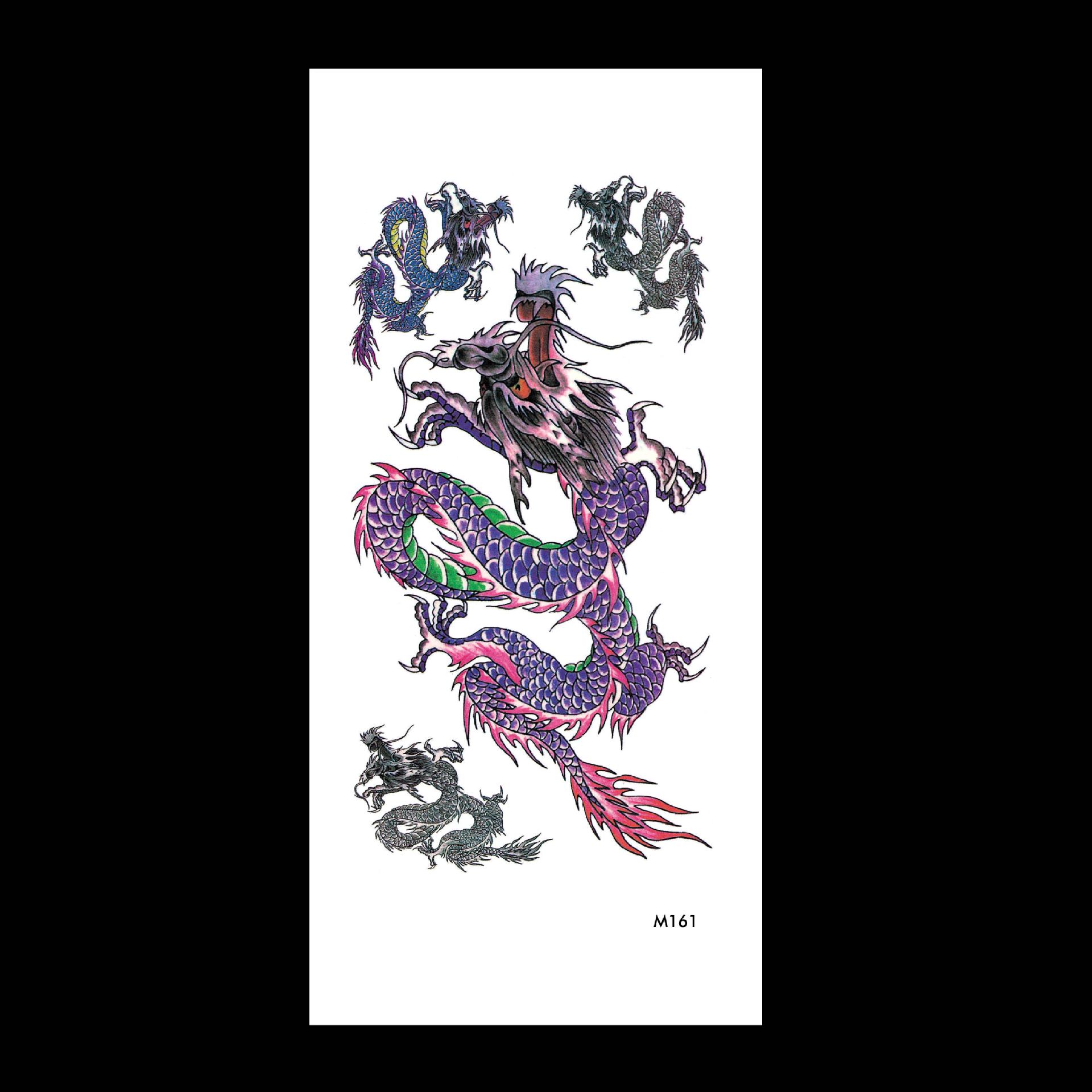 现货批发新款手臂花臂逼真左青龙右白虎刺青龙虎纹身贴纸 纹身贴