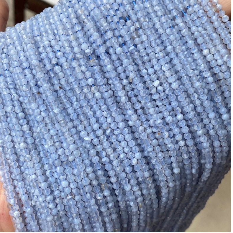 blue lace agate 天然紫玛瑙刻面散珠切角度蓝纹玛瑙小切面珠配件