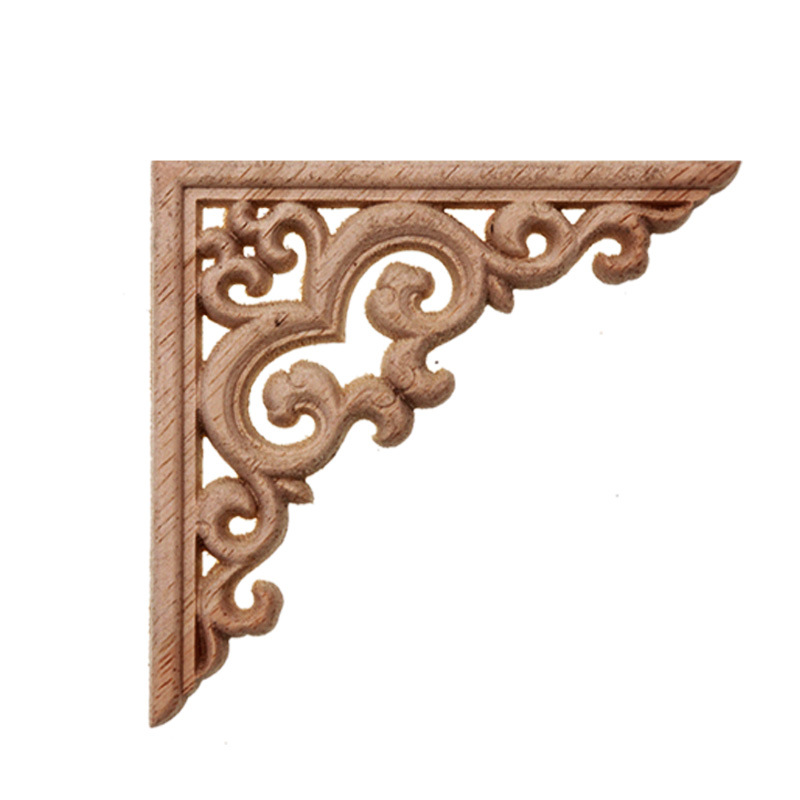 东阳木雕藏式角花实木装饰贴花边玛巴头线条橱柜配件母曲扎雕花