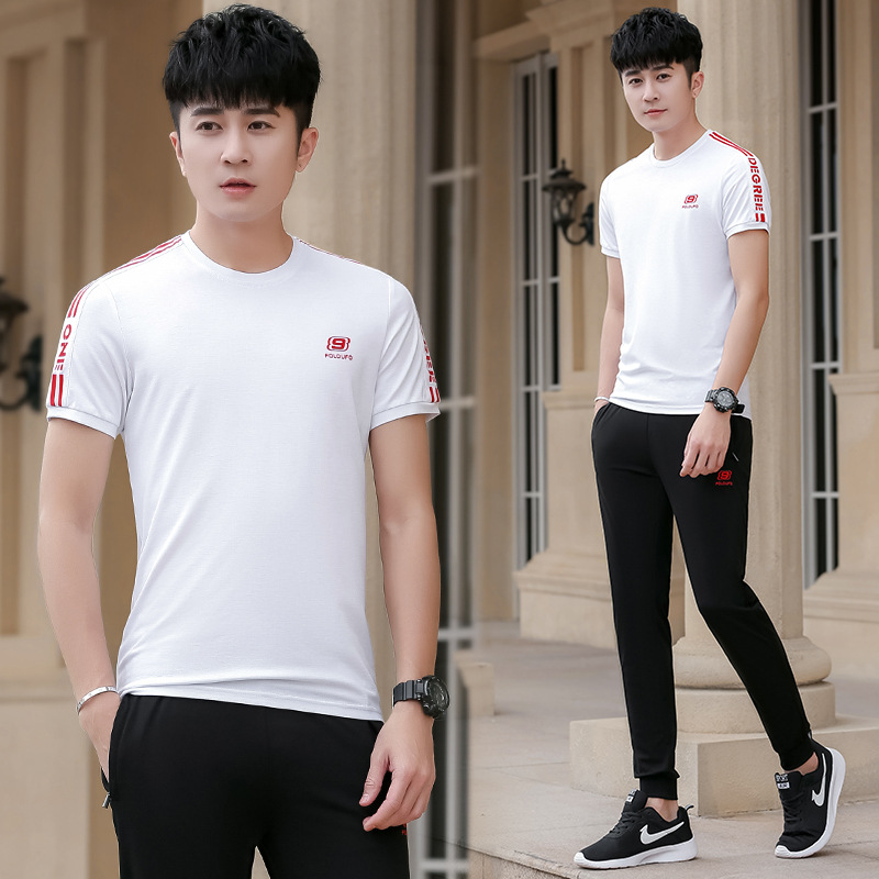 2020夏季新款男士361运动服套装休闲短袖t恤长裤品牌男装纯棉薄款