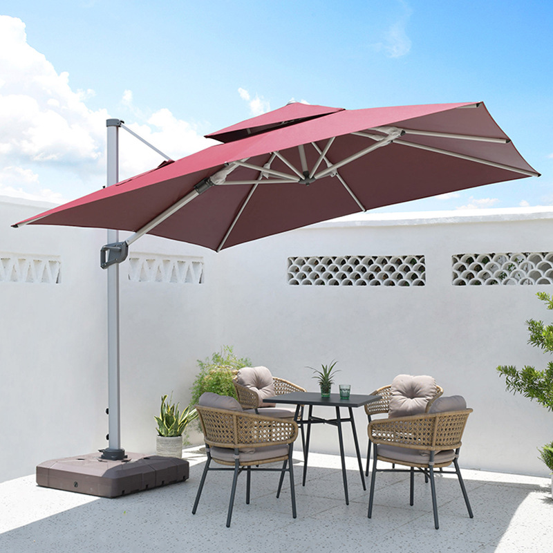 遮阳伞庭院花园罗马伞室户外led手摇超大雨伞商用带灯手推太阳伞