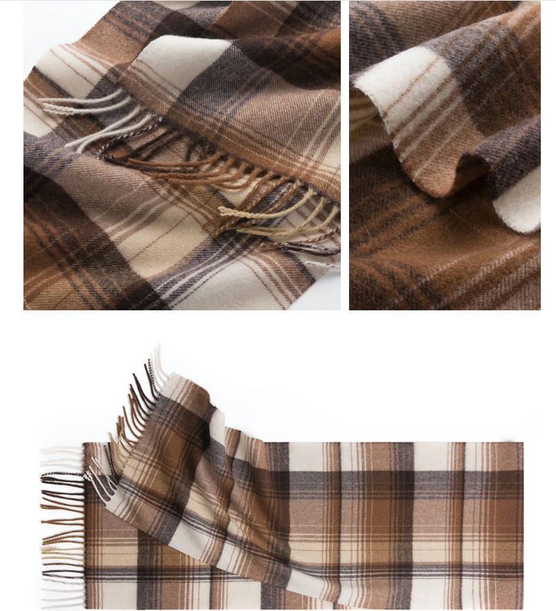 苏格兰爱丁堡edinbugh纯羊毛秋冬季英伦格子冬季男款围巾批发代发