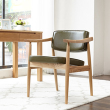 北欧实木现代单人沙发椅 咖啡厅酒店餐厅书桌靠背扶手舒美特椅子