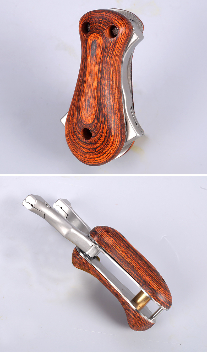 折叠弹弓新款射击扁皮逍遥免绑光纤口袋弓便携拆卸不锈钢弹工器准