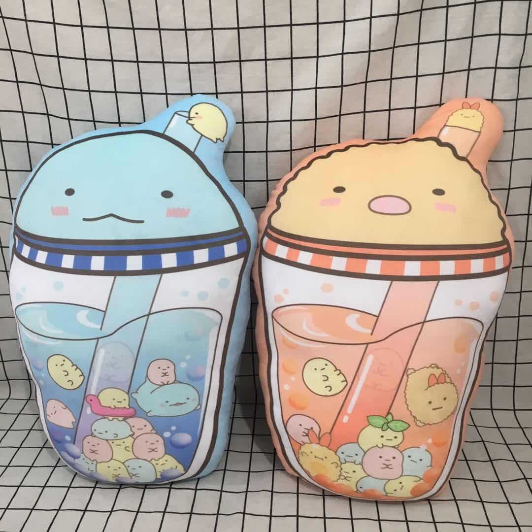 仿真角落生物冰淇淋奶茶抱枕企鹅恐龙猫咪猪排靠垫批发现货