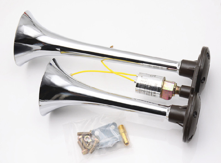 厂家直销 客车大货车改装24v通用双管气喇叭鸣笛喇叭电控气喇叭