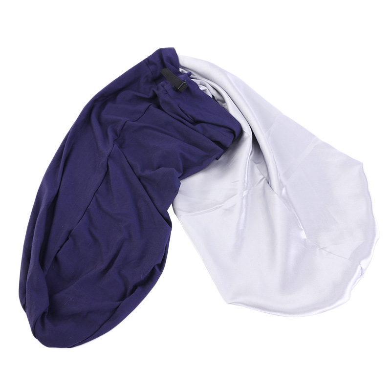 亚马逊隐形调节扣色丁内衬睡帽 超柔松紧带棉质护发长筒帽