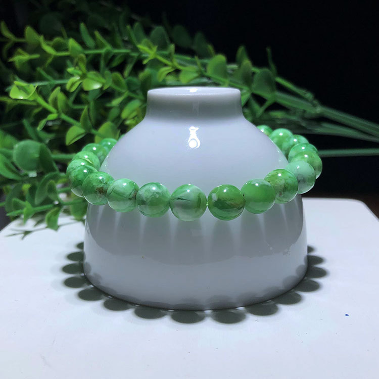 厂家直销天然磷铝矿单圈手串图案丰富意境超美松石伴生石矿手链