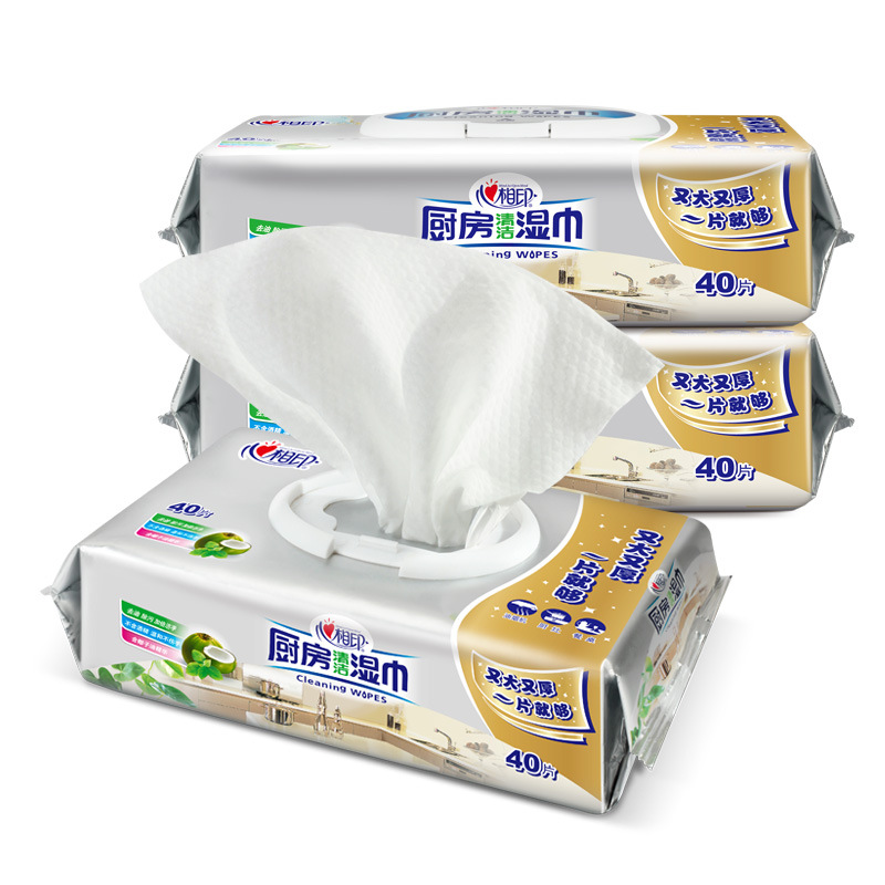 心相印厨房湿巾纸清洁去油去污吸油烟机去油污专用湿纸巾心心相印