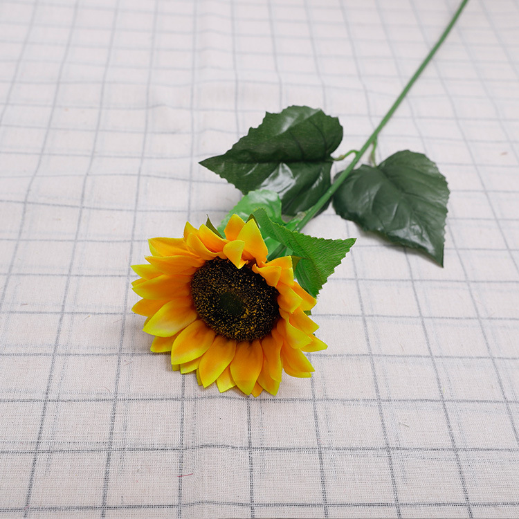 雪艳厂家批发单支单头向日葵仿真花台面桌面工程摆放花艺客厅装饰