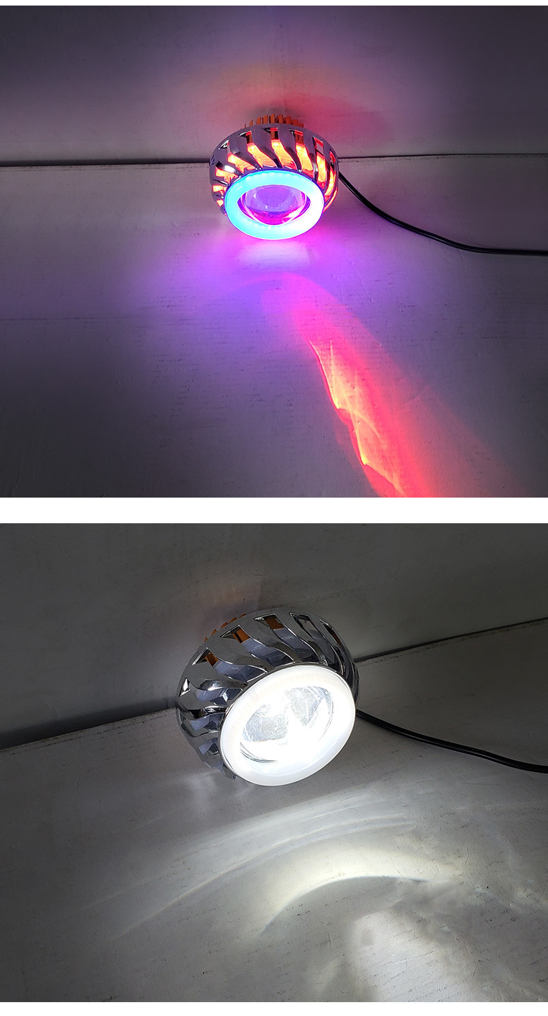 摩托车灯天使恶魔眼超亮led前大灯泡电瓶电动车强光射灯跨境货源