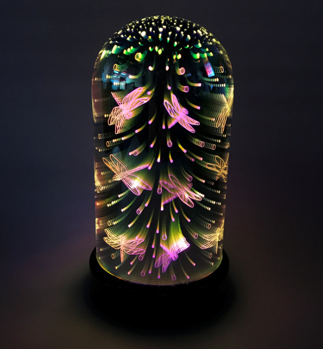 供应3d炫彩魔幻水晶灯 创意玻璃灯罩     装饰氛围多彩夜灯电池款