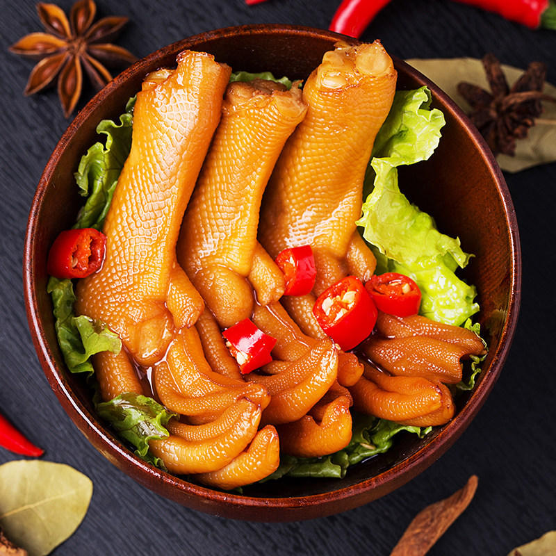香辣大鸭爪卤味即食鸭掌麻辣泡卤鸭脚鸭肉熟食休闲零食批发非鸡爪
