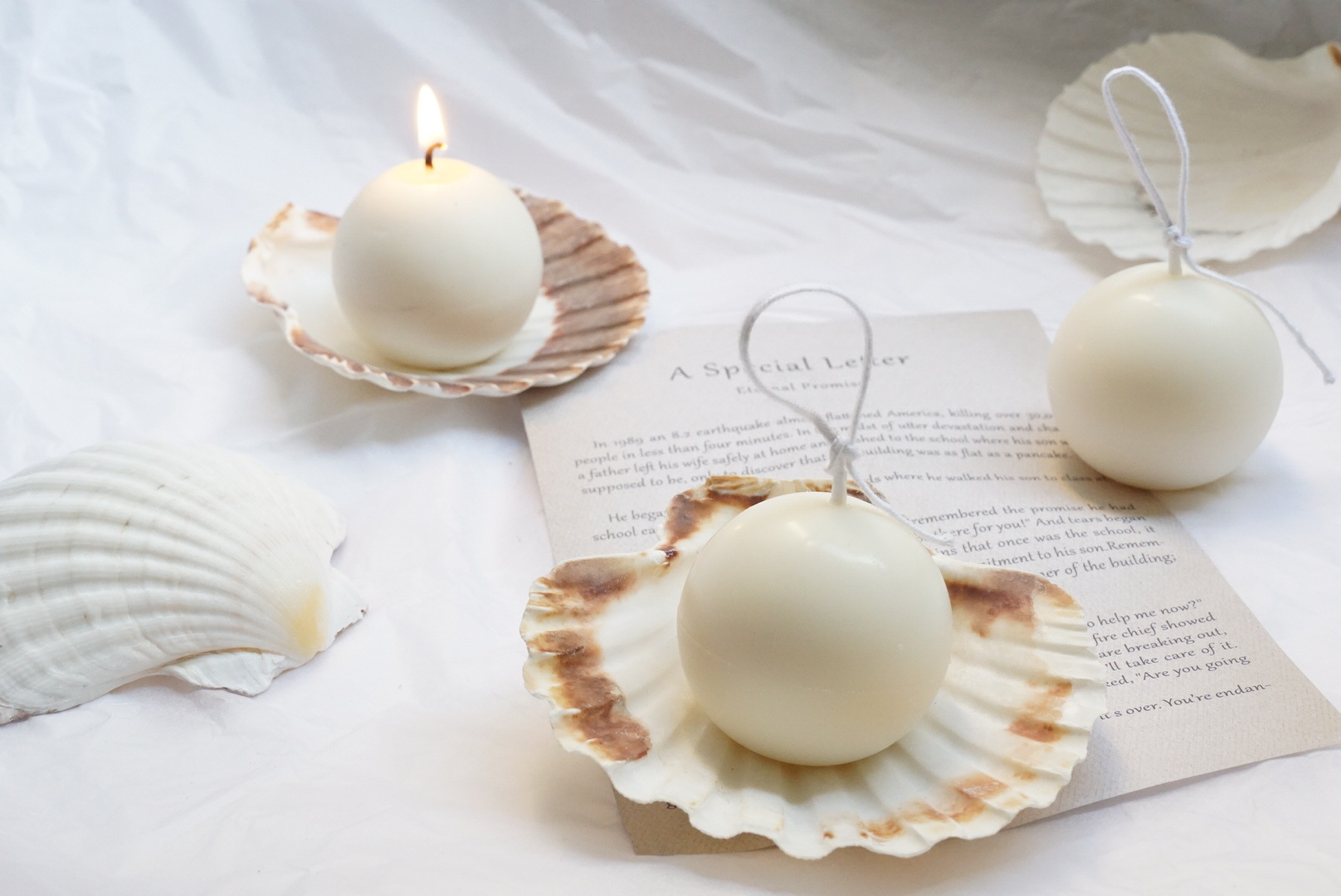 ins圆球蜡烛贝壳烛台vintage拍照道具北欧家居摆件宴会蜡烛伴手礼